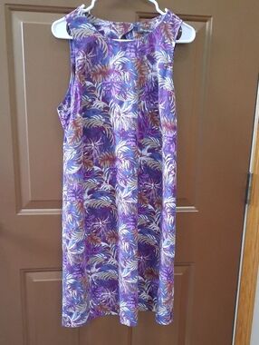 Tommy Bahama Purple Tropical Print Sleeveless Midi Dress
